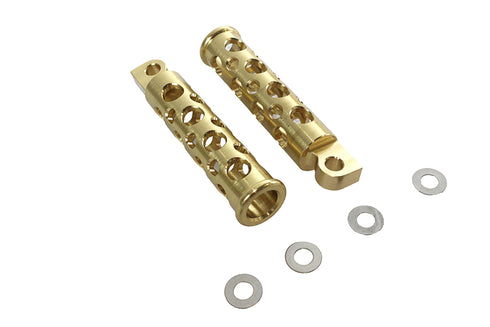 V-Twin Swiss Cheese Style Footpeg Set Brass - 27-1765