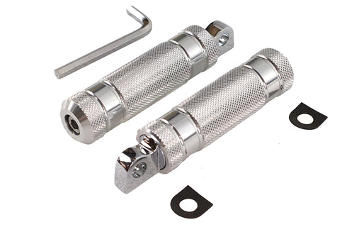 Wyatt Gatling Silver Knurled Four Grooved Footpeg Set - 27-2105