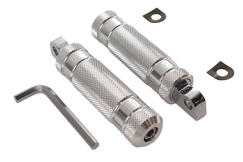 Wyatt Gatling Silver Knurled Four Grooved Footpeg Set - 27-2105
