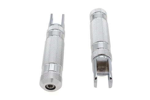 Wyatt Gatling Silver Knurled Four Grooved Footpeg Set - 27-2106