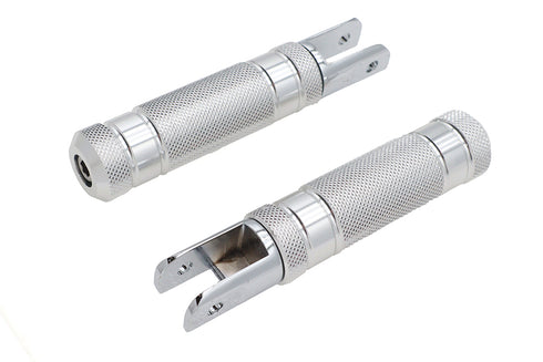 Wyatt Gatling Silver Knurled Four Grooved Footpeg Set - 27-2106