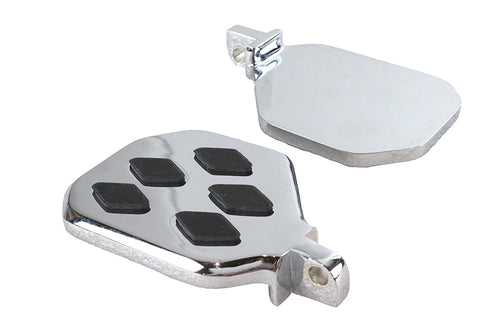 V-Twin Factory Sample Chrome Mini Footboard Set with Diamond Design - 27-2411