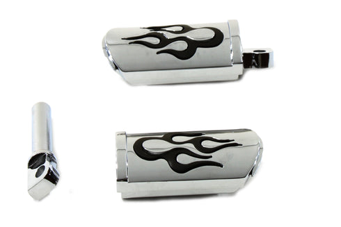 Wyatt Gatling Flame Style Adjustable Footpeg Set Chrome - 27-3547