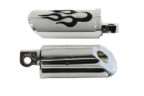 Wyatt Gatling Flame Style Adjustable Footpeg Set Chrome - 27-3547