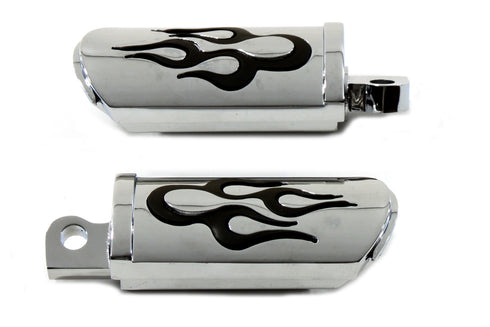 Wyatt Gatling Flame Style Adjustable Footpeg Set Chrome - 27-3547