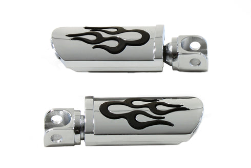 Wyatt Gatling Flame Style Adjustable Footpeg Set Chrome - 27-3550