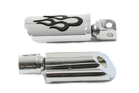 Wyatt Gatling Flame Style Adjustable Footpeg Set Chrome - 27-3550