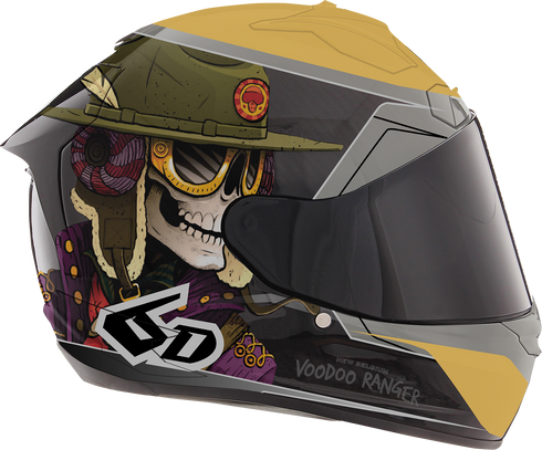 6D HELMETS ATS-1R Motorcycle Full Face Helmet - Voodoo Ranger - Gloss Black/Gold - XL 30-0808