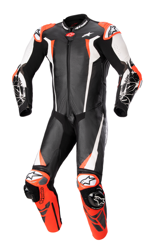 ALPINESTARS Racing Absolute v2 1-Piece Leather Suit - Black/White/Red Fluo - US 46 / EU 56 3156323123156