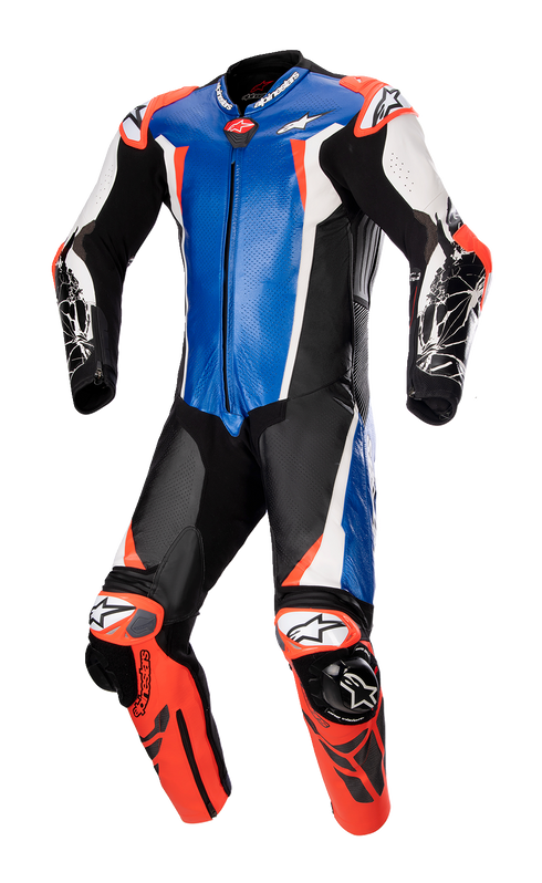 ALPINESTARS Racing Absolute v2 1-Piece Leather Suit - Metallic Blue/Black/White/Red Fluo - US 48 / EU 58 3156323718358