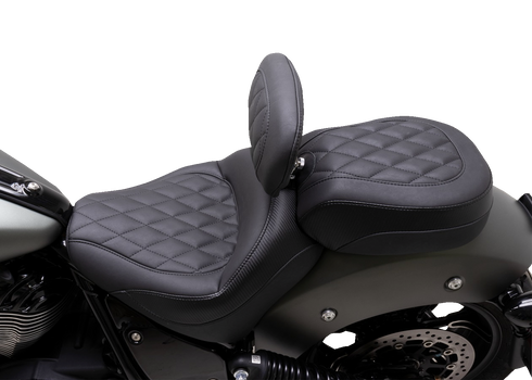 MUSTANG Solo Touring Seat - w/ Driver Backrest - Black - Diamond Stitch - Chief '22-'23 89740