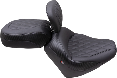 MUSTANG Solo Touring Seat - w/ Driver Backrest - Black - Diamond Stitch - Chief '22-'23 89740