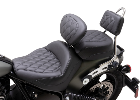 MUSTANG Touring Sissy Bar Pad - Standard - Black - Diamond Stitch - Chief '22-'23 88205