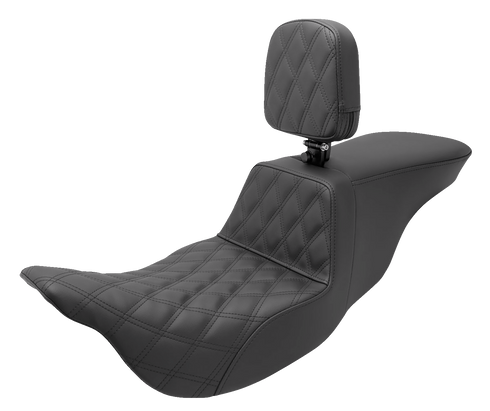 SADDLEMEN Tour Step-Up Seat - Rider Backrest - Rider Lattice Stitch - FL '08-'24 808-07B-192BR