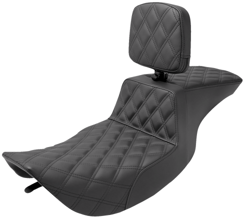 SADDLEMEN Tour Step-Up Seat - Rider Backrest - Full Lattice Stitch - FLHR/FLHX '97-'07 897-06-195BR