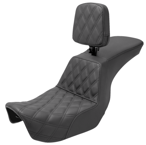 SADDLEMEN Tour Step-Up Seat - Rider Backrest - Front Lattice Stitch - Dyna '06-'17 806-04-192BR