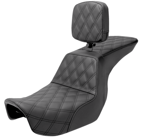 SADDLEMEN Tour Step-Up Seat - Rider Backrest - Full Lattice Stitch - Dyna '06-'17 806-04-195BR