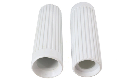 V-Twin Replica Rib Style Grip Set White - 28-0166