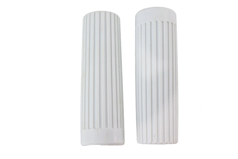 V-Twin Replica Rib Style Grip Set White - 28-0166