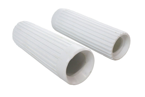 V-Twin Replica Rib Style Grip Set White - 28-0166