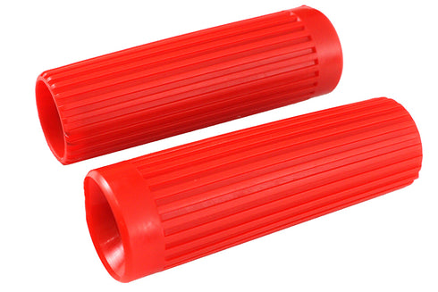 V-Twin Replica Rib Style Grip Set Red - 28-0167