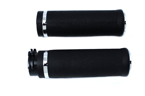 Wyatt Gatling Black Grip Set with Chrome End Caps - 28-0206