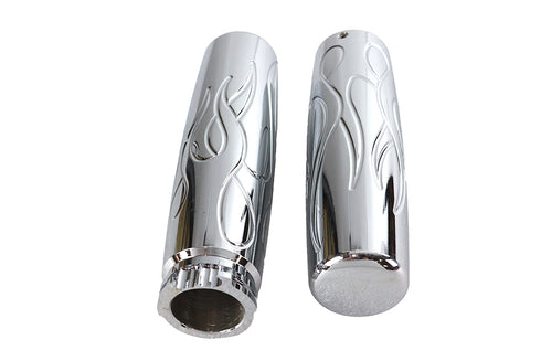 V-Twin Billet Flame Style Grip Set - 28-0326