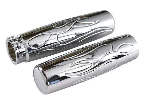 V-Twin Billet Flame Style Grip Set - 28-0326
