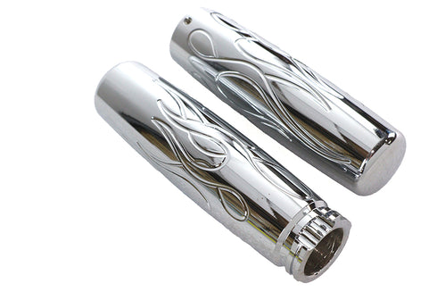 V-Twin Billet Flame Style Grip Set - 28-0326