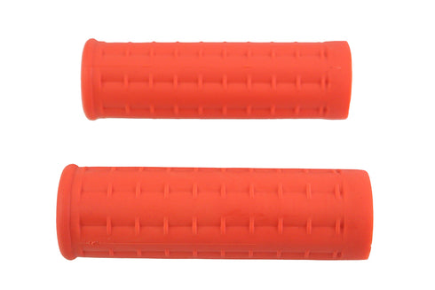 V-Twin Replica Waffle Handlebar Grip Set with Plug Hole Orange - 28-0489