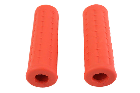 V-Twin Replica Waffle Handlebar Grip Set with Plug Hole Orange - 28-0489