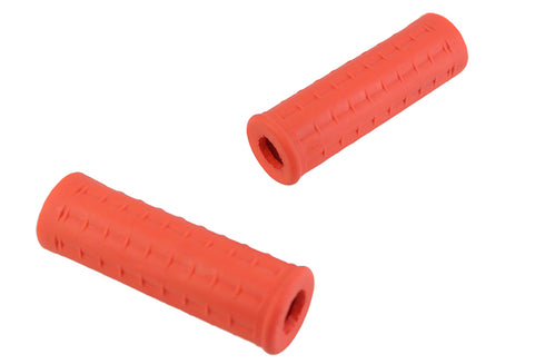 V-Twin Replica Waffle Handlebar Grip Set with Plug Hole Orange - 28-0489