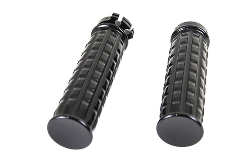 V-Twin Black Grained Style Handlebar Grip Set - 28-0662