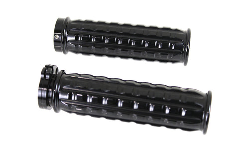 V-Twin Black Grained Style Handlebar Grip Set - 28-0662
