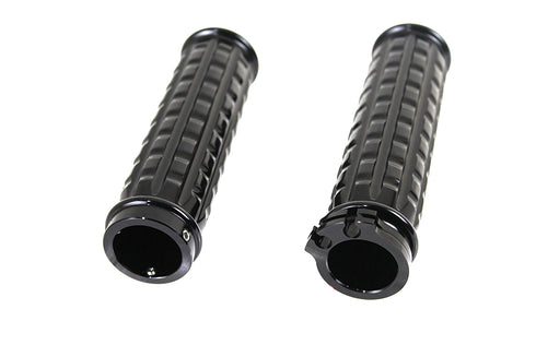 V-Twin Black Grained Style Handlebar Grip Set - 28-0662