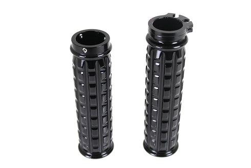 V-Twin Black Grained Style Handlebar Grip Set - 28-0662
