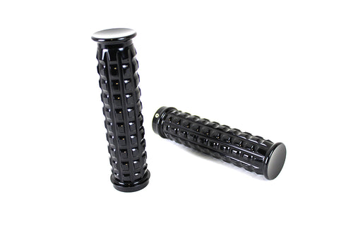 V-Twin Black Grained Style Handlebar Grip Set - 28-0663