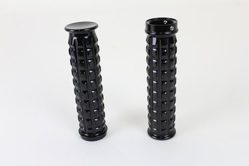 V-Twin Black Grained Style Handlebar Grip Set - 28-0663