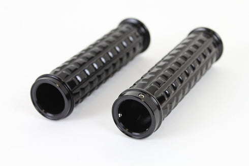 V-Twin Black Grained Style Handlebar Grip Set - 28-0663