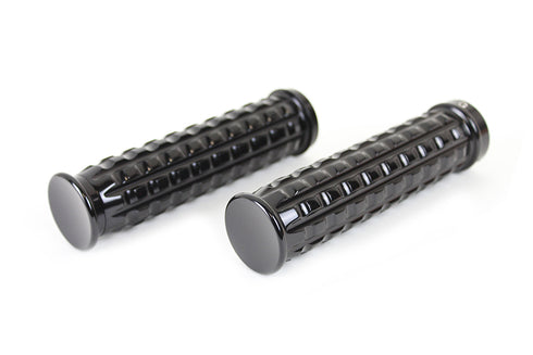 V-Twin Black Grained Style Handlebar Grip Set - 28-0663