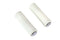 V-Twin Replica White Waffle Style Grip Set with Chrome Plugs - 28-0787