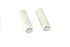 V-Twin Replica White Waffle Style Grip Set with Chrome Plugs - 28-0787