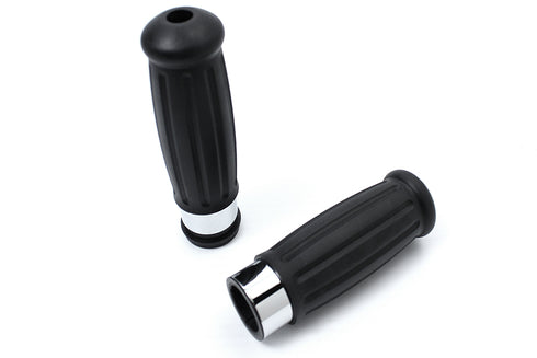 V-Twin Black Rubber Style Throttle By Wire Grip Set - 28-0856