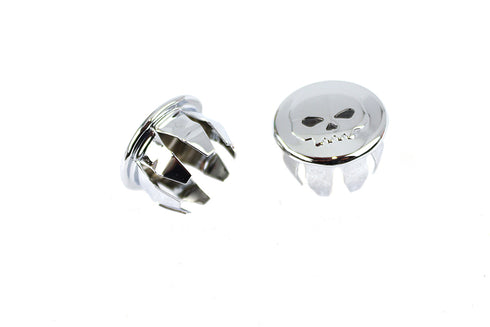 V-Twin Skull Handlebar End Plug Set Chrome - 28-0882