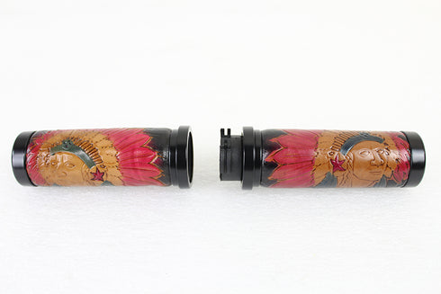 V-Twin Indian Grip Set with Black Ends - 28-0894