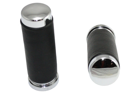 Wyatt Gatling Black Leather Grip Set with Smooth End Caps - 28-2015