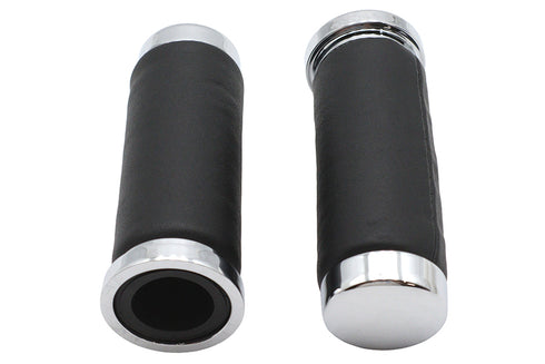 Wyatt Gatling Black Leather Grip Set with Smooth End Caps - 28-2015