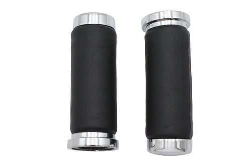 Wyatt Gatling Black Leather Grip Set with Smooth End Caps - 28-2015