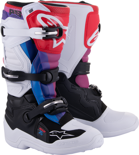 ALPINESTARS Youth Tech 7S Boots - White/Black/Rainbow - US 4 / EU 37 2015017-289-4