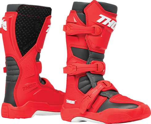 THOR Youth Blitz XR Boots - Red/Charcoal - US 5 3411-0756